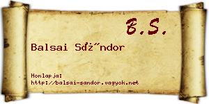 Balsai Sándor névjegykártya