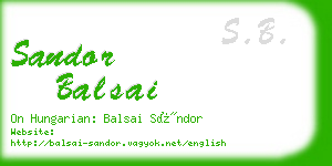 sandor balsai business card